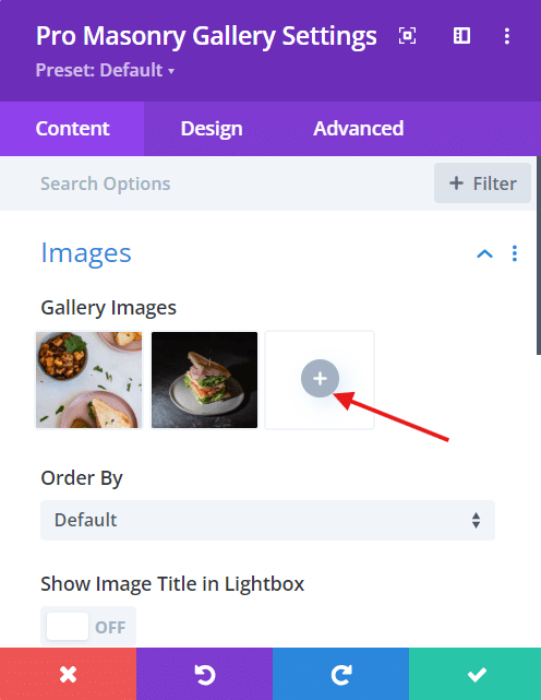 Adding images to Divi Masonry Gallery