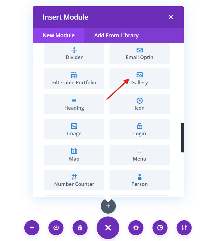 Adding Divi’s Gallery module