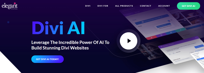 Divi AI homepage