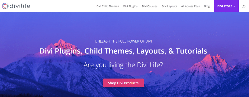 Divi Life homepage