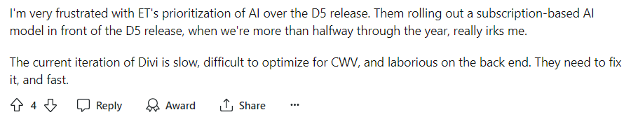 Alt text: A Reddit user’s comments on the D5 release delay