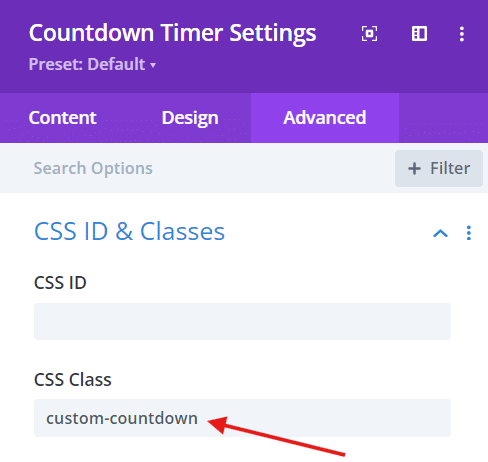 Divi’s CSS ID & Classes option