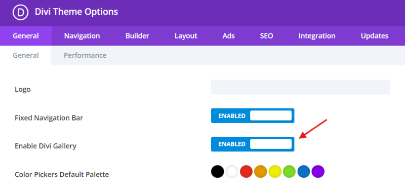 Enabling Divi’s Gallery feature