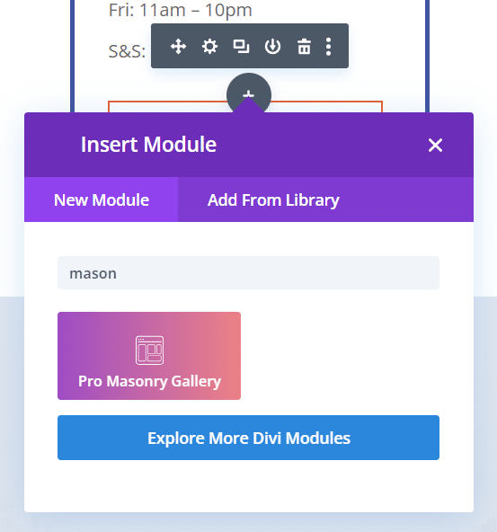 Adding Divi’s Masonry Gallery to a page