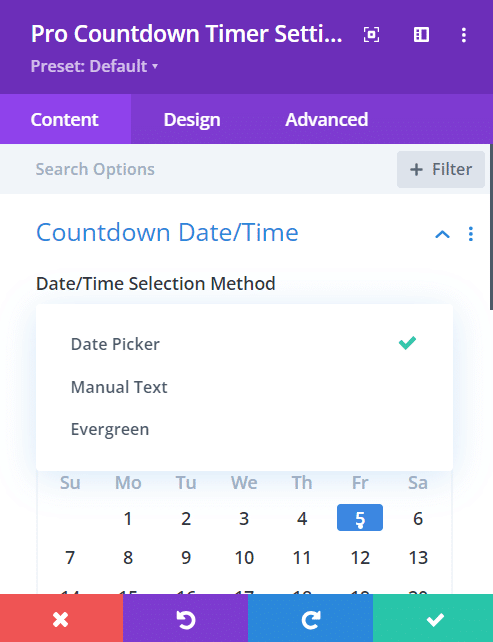 Divi’s Countdown Timer Pro settings