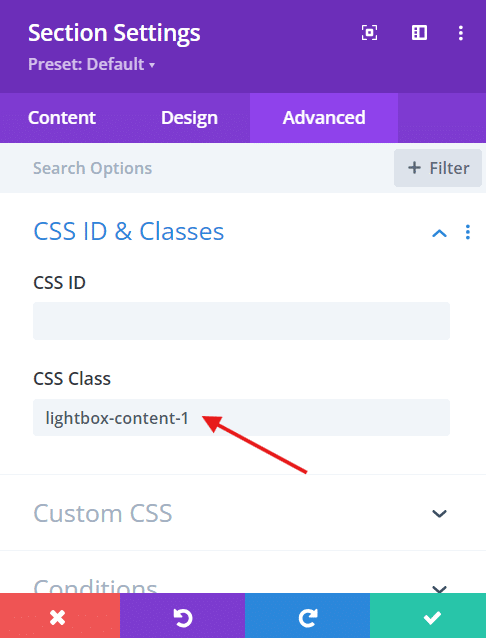 Adding CSS class to Section Settings