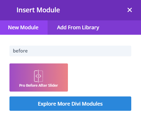 Adding the before and after slider module