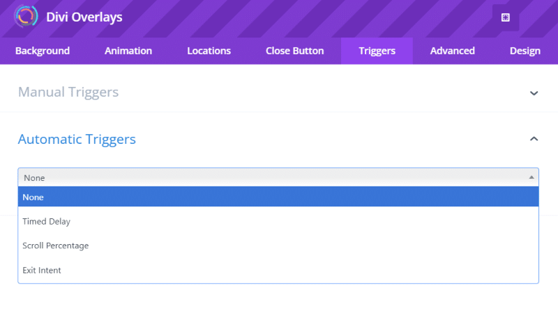 Divi Overlays’ Triggers tab
