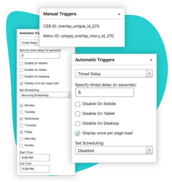 Divi Overlays’ trigger options