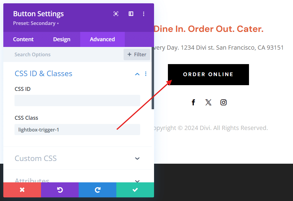 Lightbox trigger for Button Module