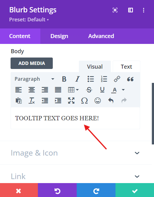 Creating a tooltip with a Divi blurb