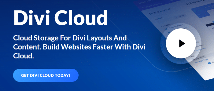 Divi Cloud homepage