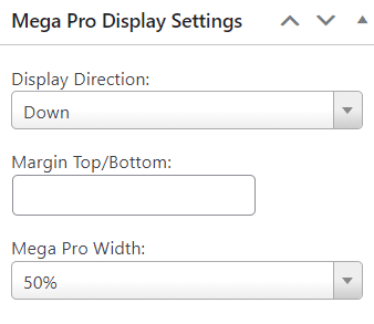 Display settings for Divi Mega Pro