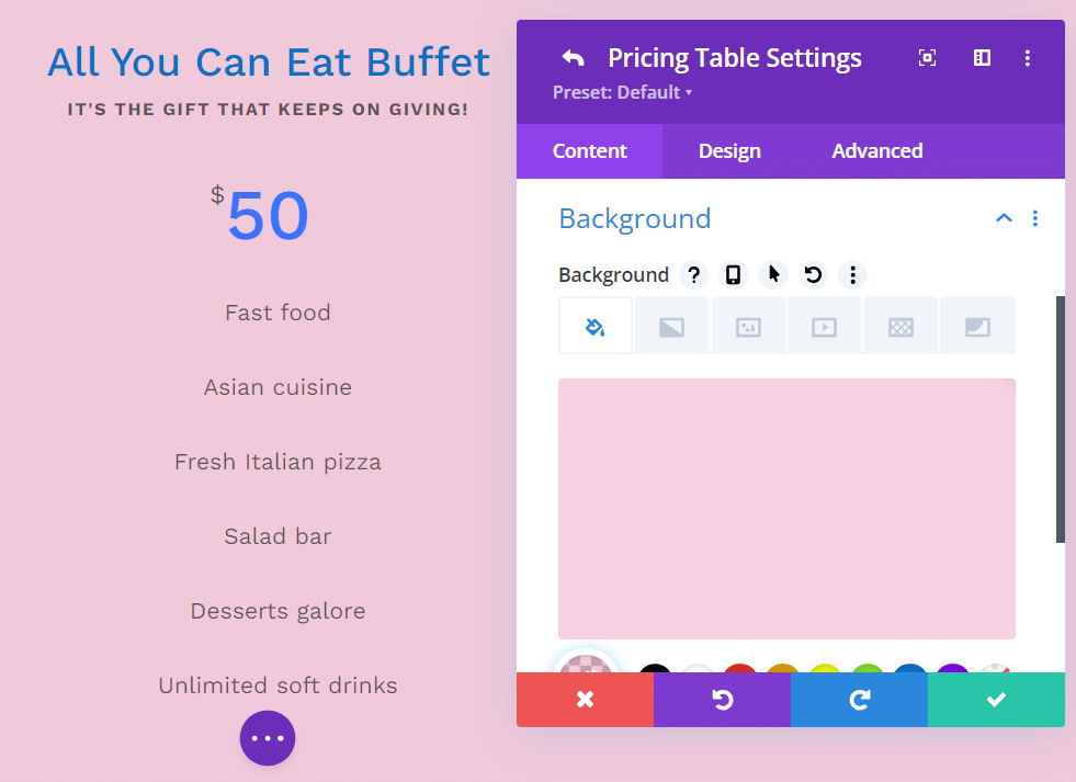 Adding background to a Divi Pricing Table