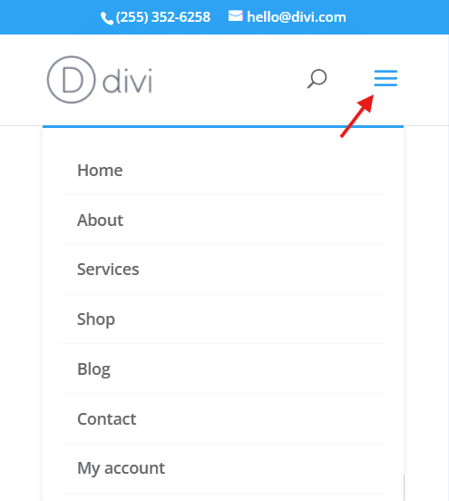 Full-screen native Divi mobile menu