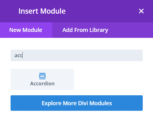 Selecting Accordion module