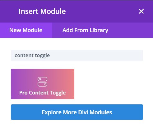 Inserting toggle module