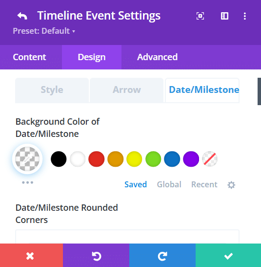 Customizing a timeline in the Design tab