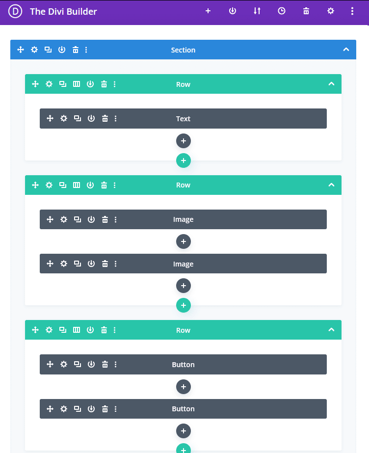 Divi wireframe for a mega menu item.