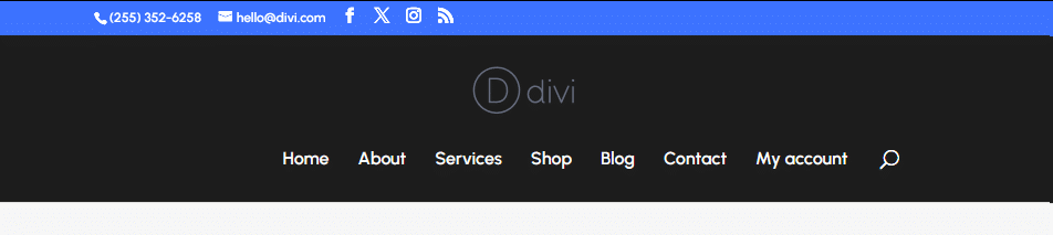 A menu created using Divi.