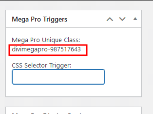 Getting the unique class name from Divi Mega Pro.