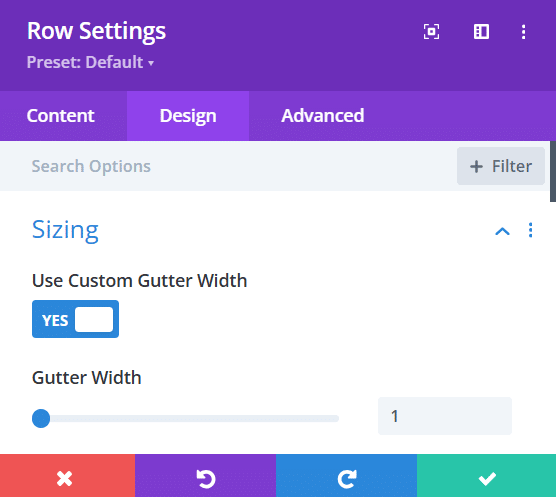 Row Settings