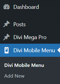 Selecting the Divi Mobile Menu plugin