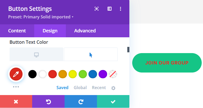 Setting hover effect