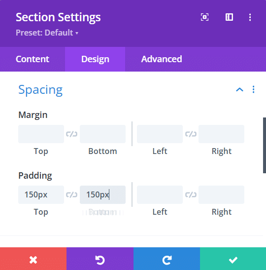 Section settings