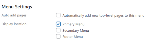 Configuring WordPress menu settings